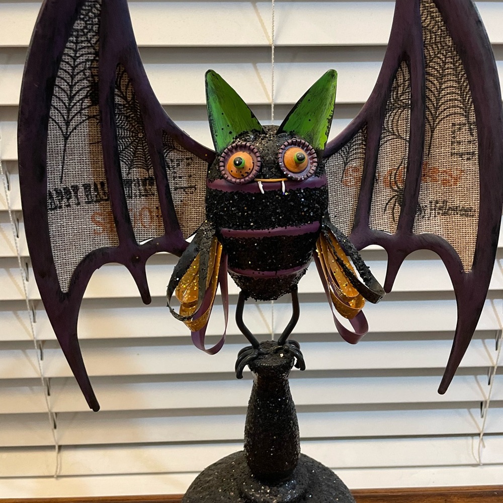 Purple and Black Bat Figurine Halloween Decoration